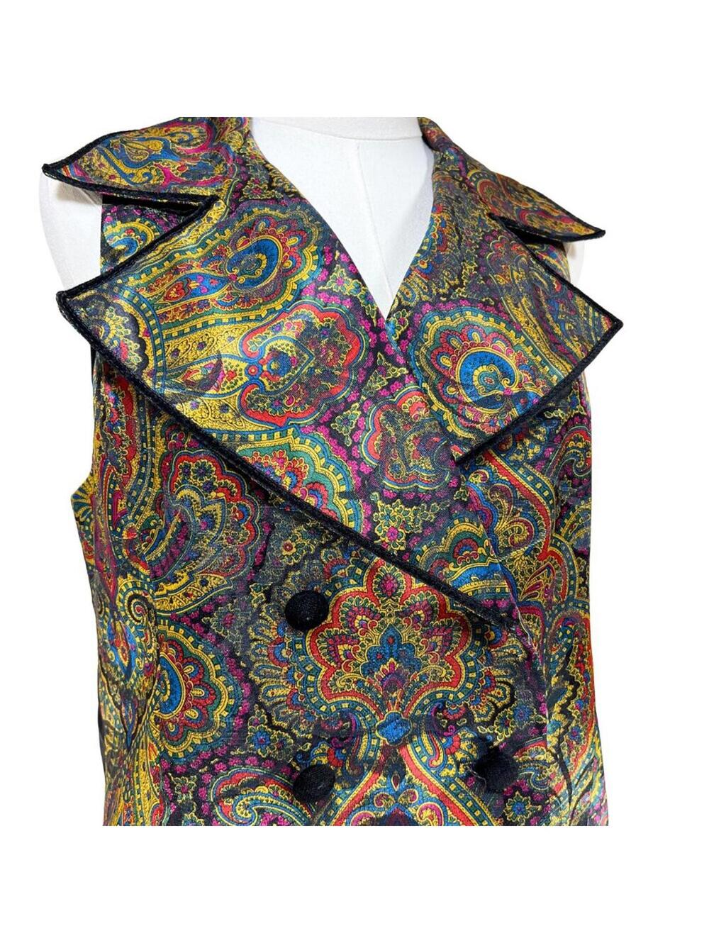 Vintage Jeremy Scott Braemar Paisley Vest Multicolour L - Picture 3 of 6
